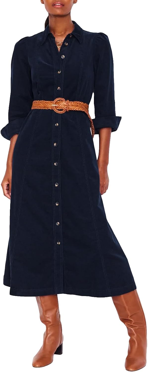 YEXPINE Women's Corduroy Maxi Dress Button Down Shirt Dress with Belt | Long Sleeve Collared V-Neck Maxi Dresses with Pockets, 2026 Fall Winter Dresses