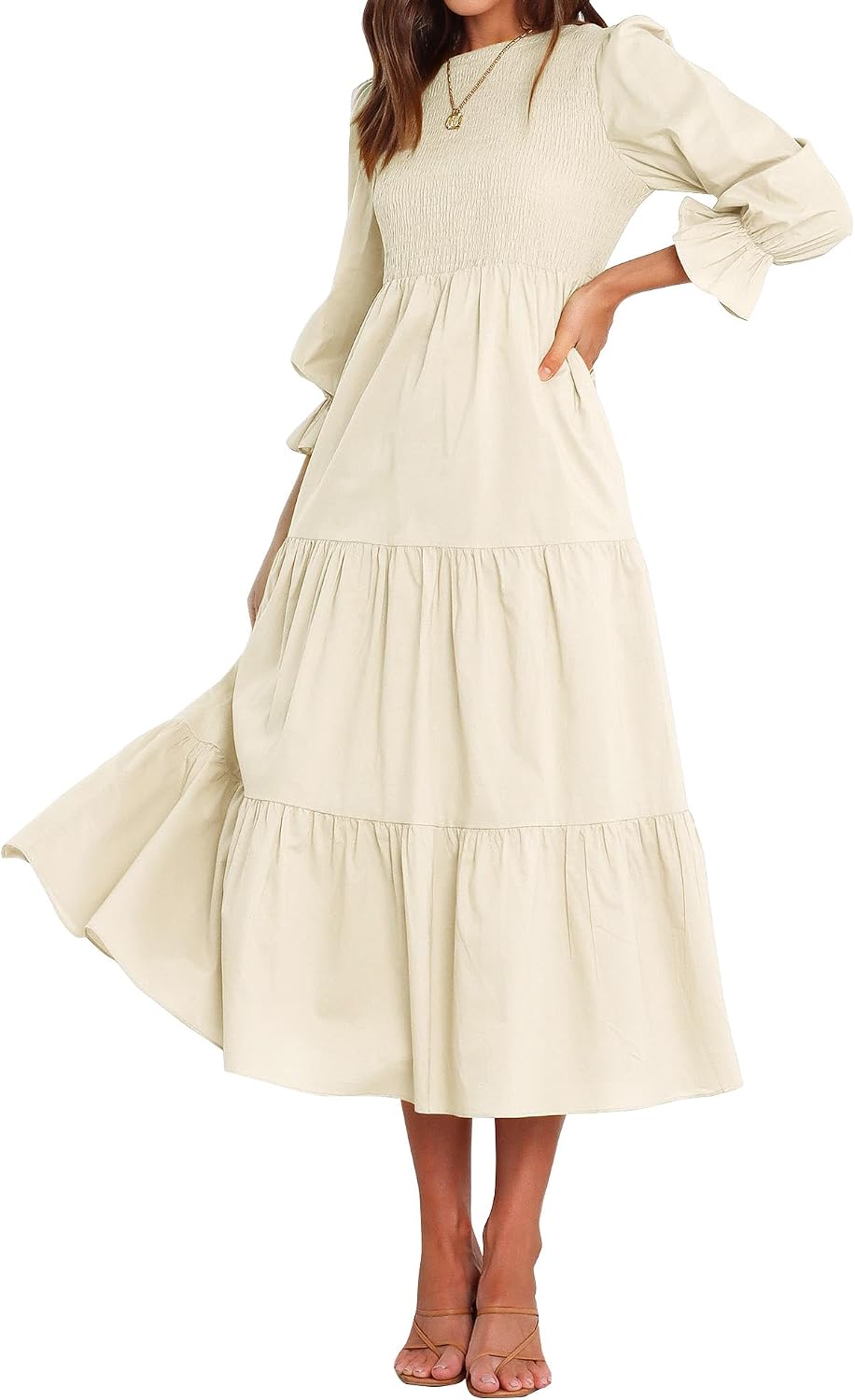 BTFBM Women Casual Long Sleeve Crew Neck Fall Dress Bohemian Relaxed Fit Floral Flowy Maxi Dresses Tiered Cocktail Dress