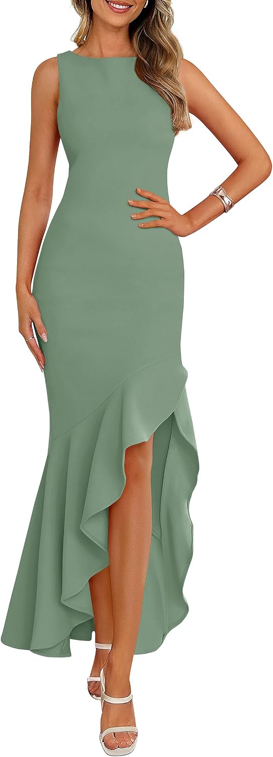PRETTYGARDEN Wedding Guest Dresses for Women 2026 Summer Formal Gala Maxi Dress Ruffle Mermaid Cocktail Long Dresses