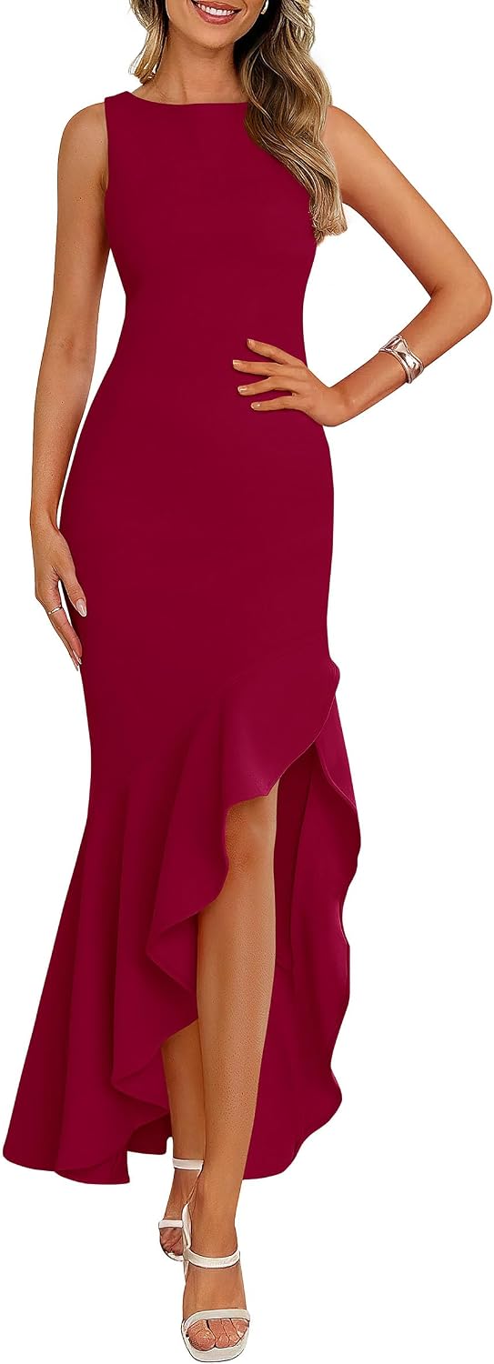 PRETTYGARDEN Wedding Guest Dresses for Women 2026 Summer Formal Gala Maxi Dress Ruffle Mermaid Cocktail Long Dresses