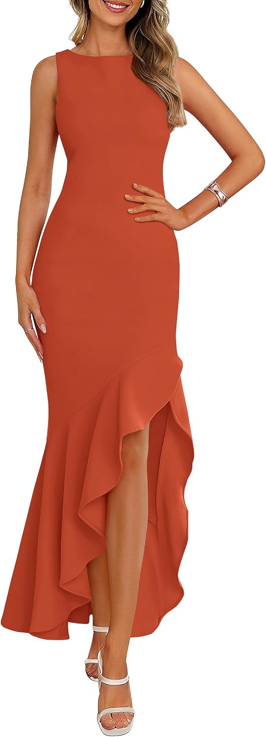 PRETTYGARDEN Wedding Guest Dresses for Women 2026 Summer Formal Gala Maxi Dress Ruffle Mermaid Cocktail Long Dresses
