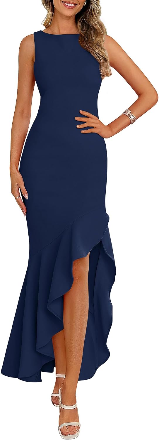 PRETTYGARDEN Wedding Guest Dresses for Women 2026 Summer Formal Gala Maxi Dress Ruffle Mermaid Cocktail Long Dresses