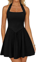 Zelroxa White Dress Women Halter Sleeveless Mini Homecoming Short Dresses | Graduation Cocktail Hoco Party Square Neck Cute Summer Flowy A line Sexy Sundress with Pockets for Teens 2026 Trendy Outfits