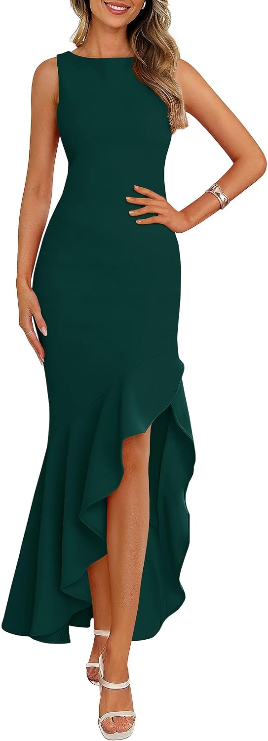 PRETTYGARDEN Wedding Guest Dresses for Women 2026 Summer Formal Gala Maxi Dress Ruffle Mermaid Cocktail Long Dresses
