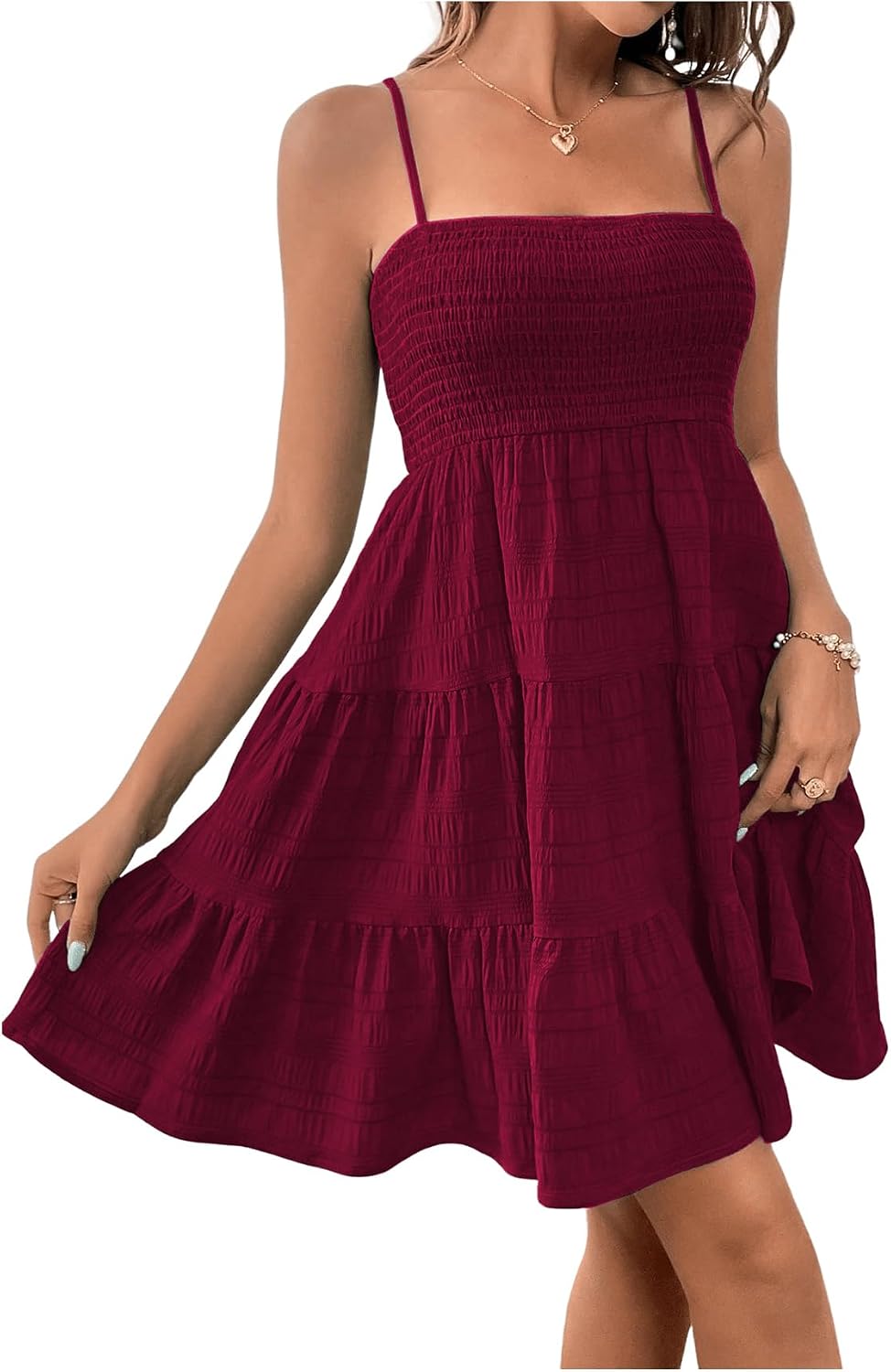 SOLY HUX Women's Sleeveless Smock Cami Mini Summer Dress | Sundress, Swing A Line, Cute Short Dress, Casual, Beach Dresses