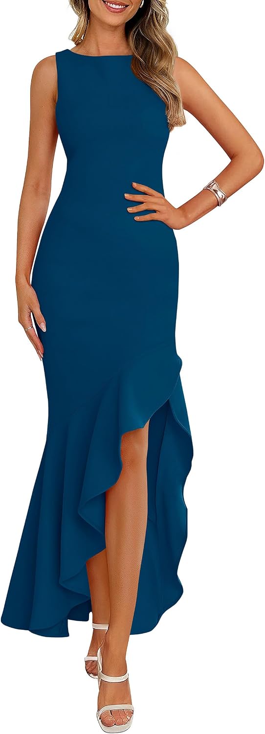 PRETTYGARDEN Wedding Guest Dresses for Women 2026 Summer Formal Gala Maxi Dress Ruffle Mermaid Cocktail Long Dresses