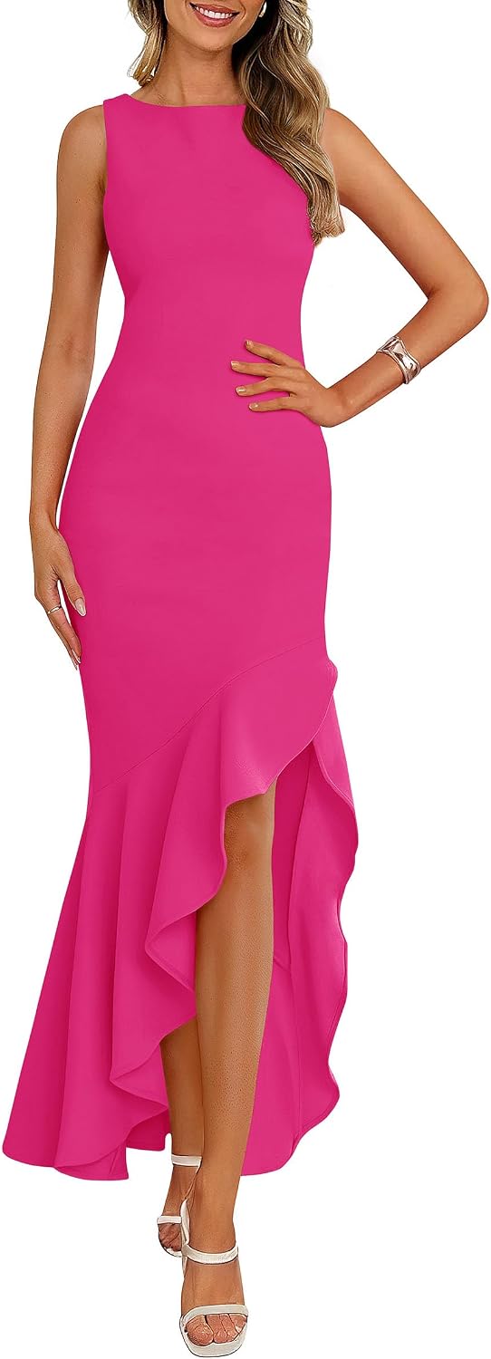 PRETTYGARDEN Wedding Guest Dresses for Women 2026 Summer Formal Gala Maxi Dress Ruffle Mermaid Cocktail Long Dresses