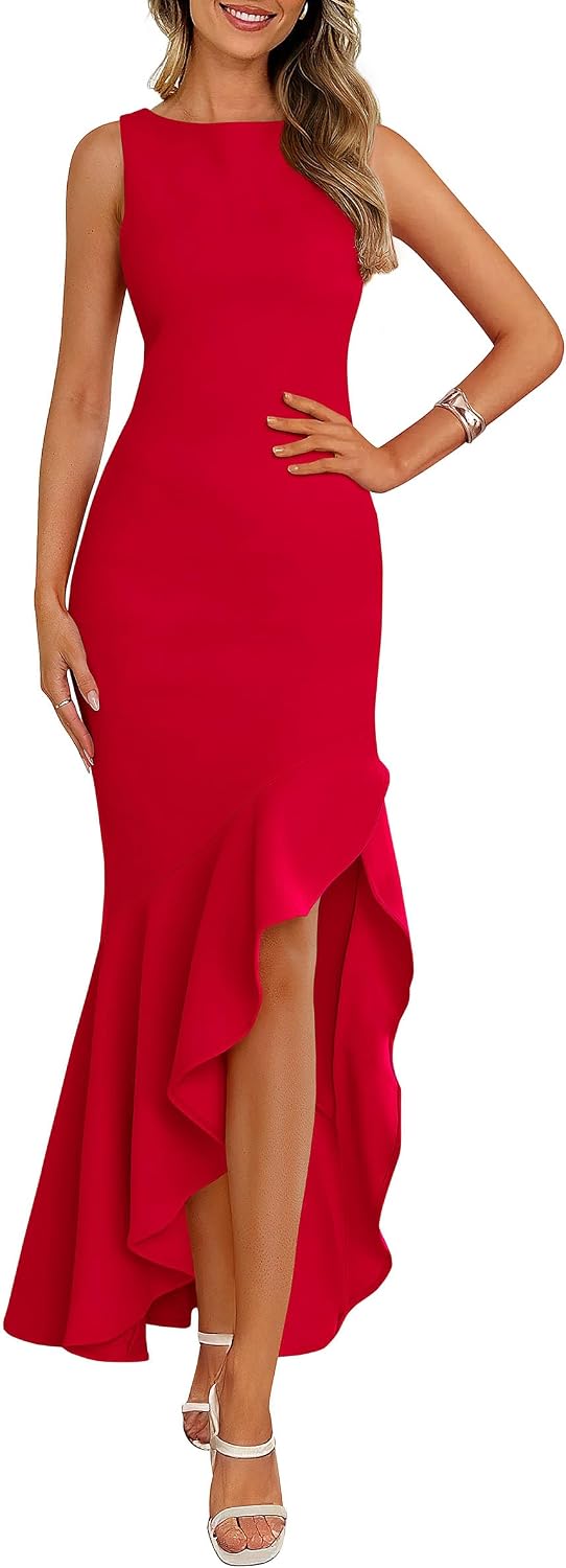 PRETTYGARDEN Wedding Guest Dresses for Women 2026 Summer Formal Gala Maxi Dress Ruffle Mermaid Cocktail Long Dresses