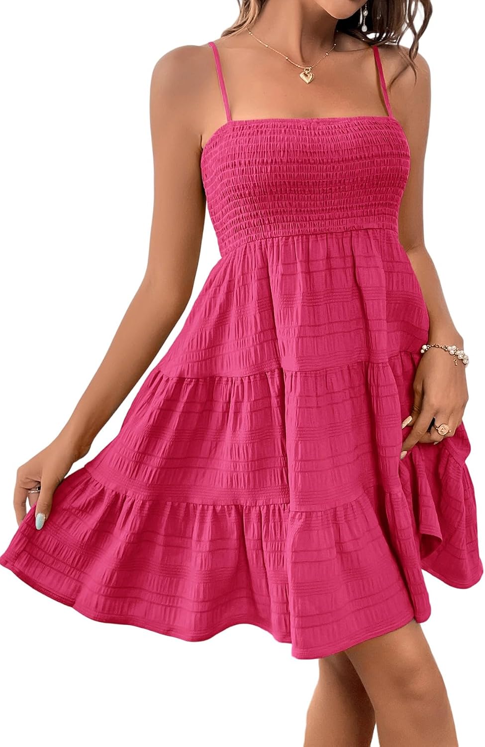 SOLY HUX Women's Sleeveless Smock Cami Mini Summer Dress | Sundress, Swing A Line, Cute Short Dress, Casual, Beach Dresses