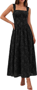BerryGo Womens Fall Flowy Formal Wedding Guest Maxi Dresses | Sleeveless Square Neck, Jacquard Floral, Summer Boho Beach, Elegant Holiday Party Vacation Maxi Sundress